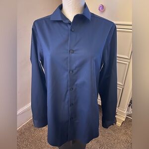 Calvin Klein Infinite Wrinkle Free Slim Fit Flex Collar Men's Navy Button Up M